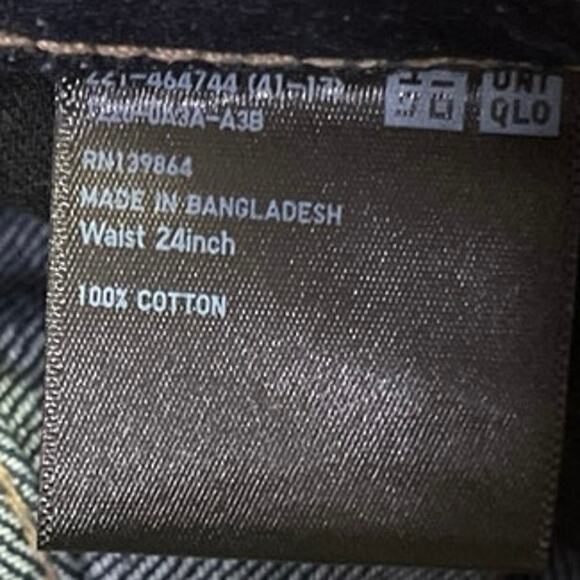 Uniqlo Women's Blue Dark Wash Straight Leg High Waist Denim Jeans Pants Size 24 - Picture 5 of 5